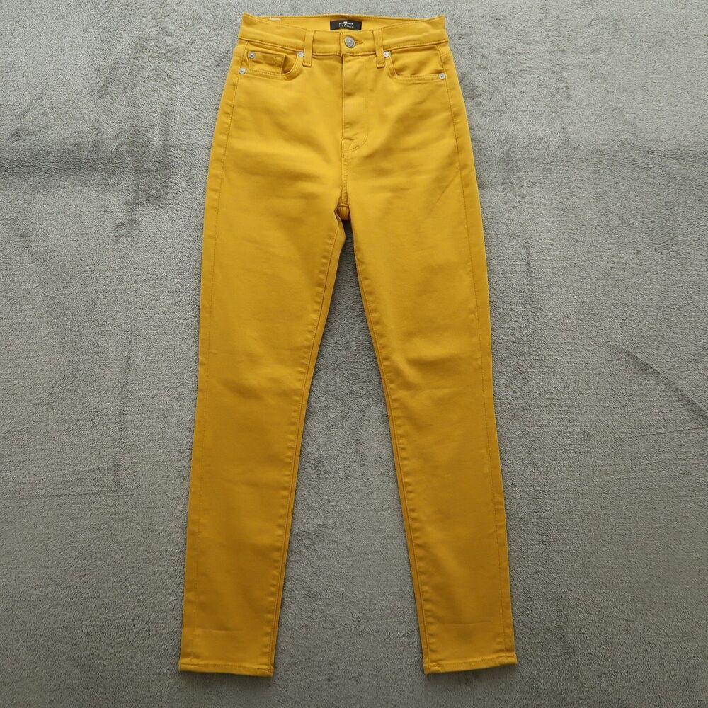 7 For All Mankind Mustard High Waisted Ankle Jeans Size 24